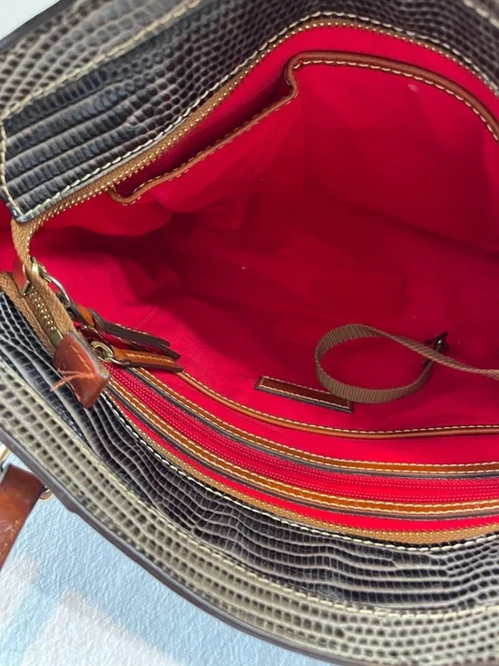 Dooney & Bourke 1975 Embossed Lizard Dark Brown Leather Shoulder Bag - Picture 13 of 15